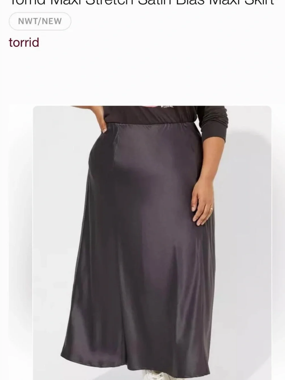 torrid NWT Charcoal Satin-Look Maxi Skirt